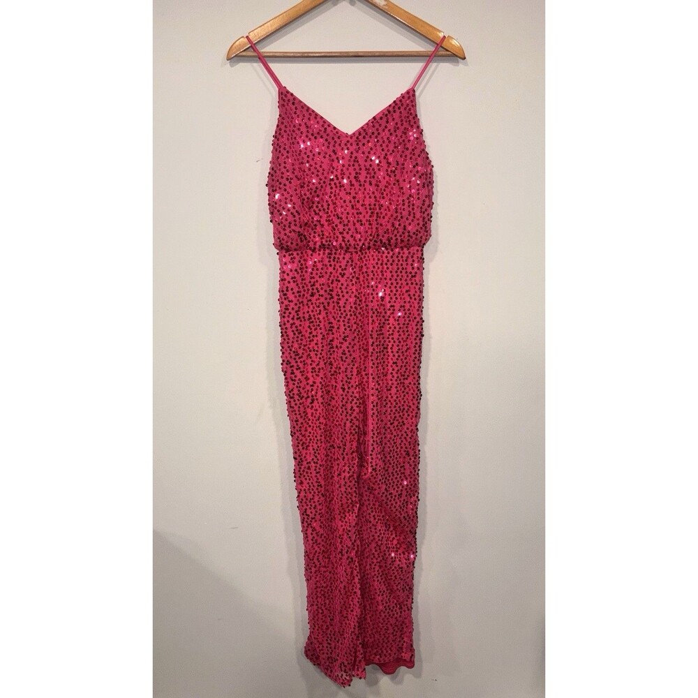 Double Crazy Pink Sequin Dress Barbiecore Sparkly Prom Homecoming Gown Sz S